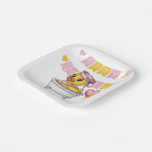 Rosa und gelbe Gummi Duck Girl Babydusche Pappteller (Gewinkelt)