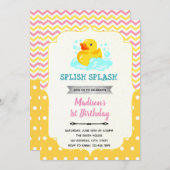 Rosa und gelbe Gummiente Einladung (Vorne/Hinten)