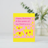 Rosa und gelbe Happy Geburtstag romantische Postka Postkarte (Stehend Vorderseite)
