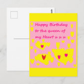 Rosa und gelbe Happy Geburtstag romantische Postka Postkarte (Vorne/Hinten)
