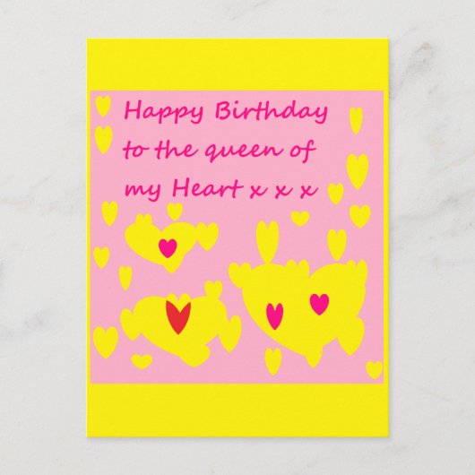 Rosa und gelbe Happy Geburtstag romantische Postka Postkarte (Vorderseite)