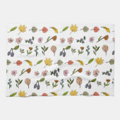 Rosa und gelbe Herbstblumen und Blätter Geschirrtuch (Horizontal)