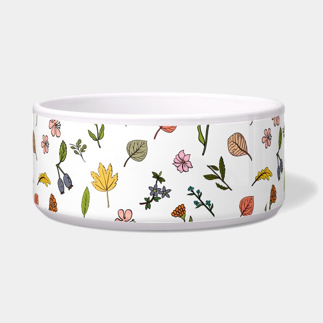 Rosa und gelbe Herbstblumen und Blätter Napf (Vorderseite)