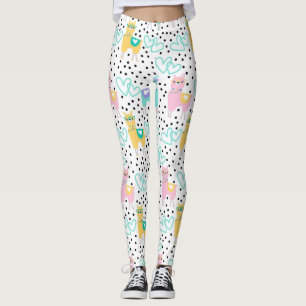 Rosa und gelbe Lämmer mit Herz Leggings