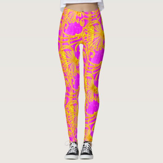 Rosa und gelbe Leggings (Vorderseite)