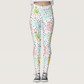 Rosa und gelbe Llamas mit Herz Leggings (Vorderseite)