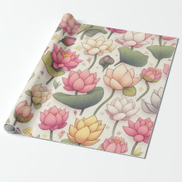 Rosa und gelbe Lotus-Blume Geschenkpapier