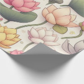 Rosa und gelbe Lotus-Blume Geschenkpapier (Ecke)