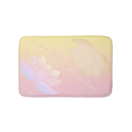 Rosa und gelbe Lotus Fade Badematte (Vorderseite)