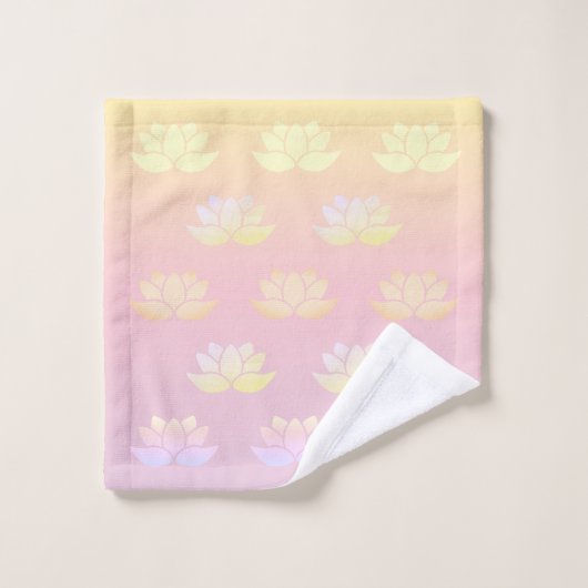 Rosa und gelbe Lotus Fade Badhandtuch Set (Waschlappen)