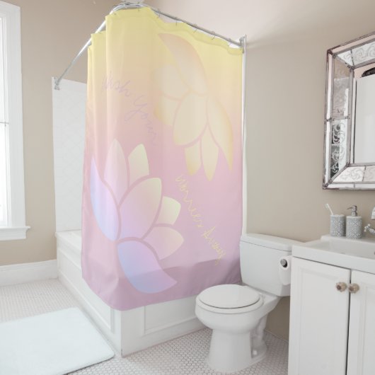 Rosa und gelbe Lotus Fade Duschvorhang (Beispiel)