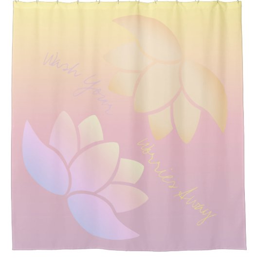 Rosa und gelbe Lotus Fade Duschvorhang (Vorderseite)