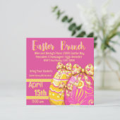 Rosa und gelbe Ostereier Brunch Einladung (Stehend Vorderseite)