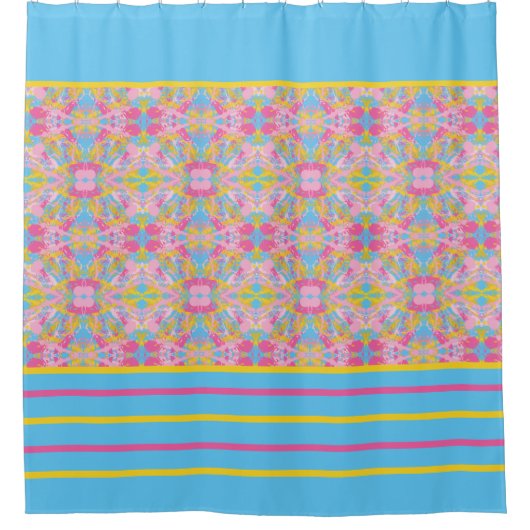 Rosa und gelbe Paint Splash Duschvorhang (Vorderseite)