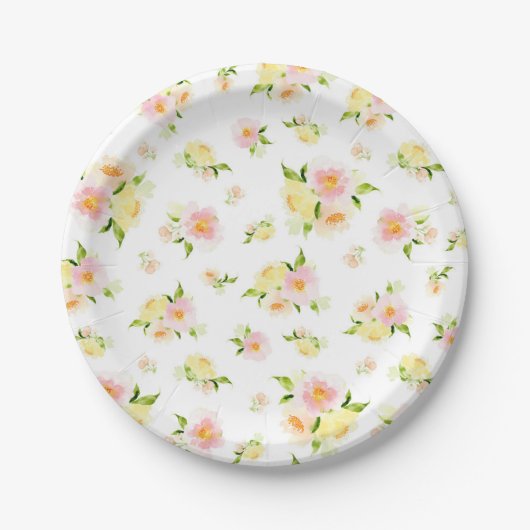 Rosa und gelbe Peelingböden Pappteller (Vorderseite)