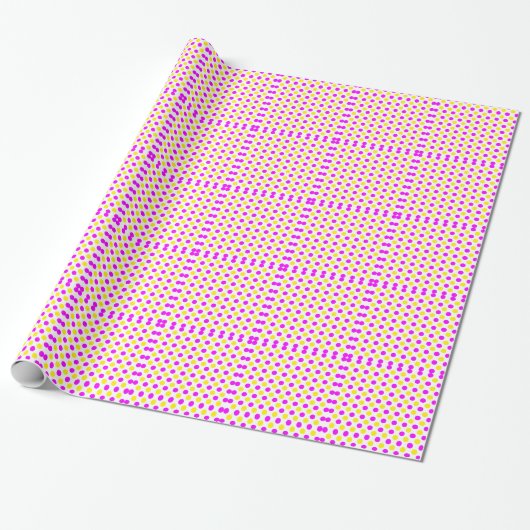 Rosa und gelbe Polka-Punkte Geschenkpapier (Ungerollt)