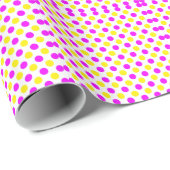 Rosa und gelbe Polka-Punkte Geschenkpapier (Rolleneckpunkt)