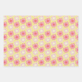 rosa und gelbe Retro-Blume Geschenkpapier Set (Vorderseite 3)