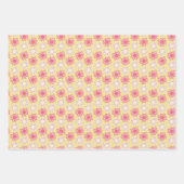 rosa und gelbe Retro-Blume Geschenkpapier Set (Vorderseite 2)
