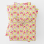 rosa und gelbe Retro-Blume Geschenkpapier Set (Beispiel)