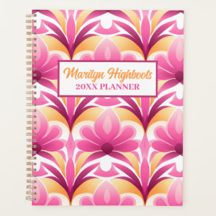 Rosa und gelbe Retro-Blume Planer