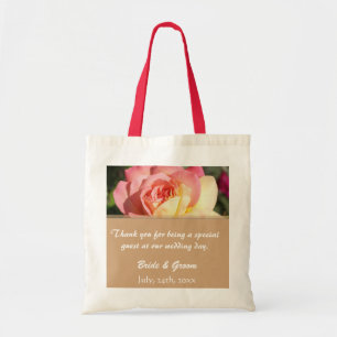 Rosa und gelbe Rosa Blume Gastgeschenk Hochzeit Vi Tragetasche
