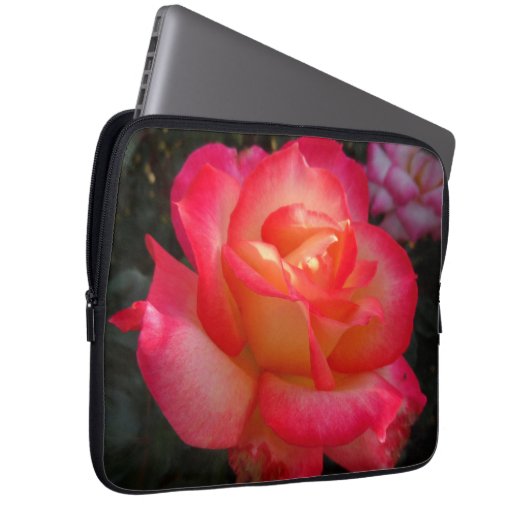 Rosa und Gelbe Rose Laptopschutzhülle (Vorne Rechts)