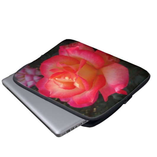 Rosa und Gelbe Rose Laptopschutzhülle (Vorne Knopf)