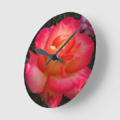 Rosa und Gelbe Rose Runde Wanduhr (Winkel)