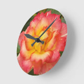 Rosa und Gelbe Rose Runde Wanduhr (Winkel)