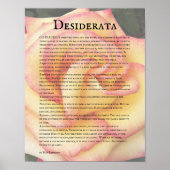 Rosa und Gelbe Rose und Desiderata Gedicht Poster (Vorne)