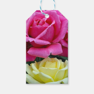 Rosa und gelbe Rosen Blumendruck Geschenkanhänger
