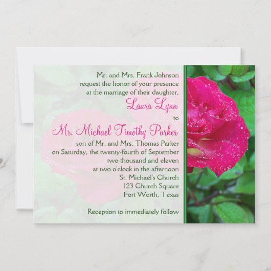 Rosa und Gelbe Rosen Einladung zur Hochzeit (Rückseite)