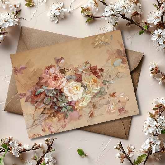 Rosa und Gelbe Rosen - Franz Bischoff Postkarte