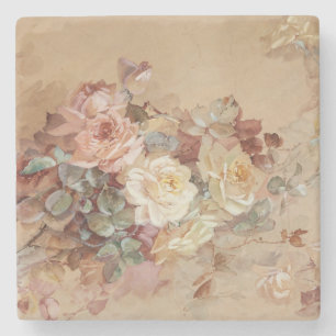 Rosa und Gelbe Rosen - Franz Bischoff Steinuntersetzer