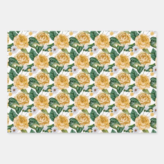 Rosa und Gelbe Rosen Geschenkpapier Set (Vorderseite 3)