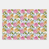 Rosa und Gelbe Rosen Geschenkpapier Set (Vorderseite)