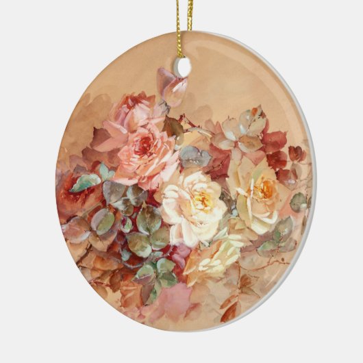 Rosa und Gelbe Rosen Keramik Ornament (Links)