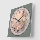 Rosa und Gelbe Rosen Kunst Quadratische Wanduhr (Winkel)