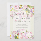 Rosa und gelbe Rosenbukett Wasserfarbe Einladung (Vorderseite)