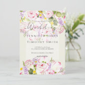 Rosa und gelbe Rosenbukett Wasserfarbe Einladung (Stehend Vorderseite)