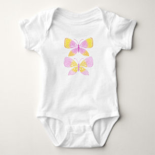 Rosa und gelbe Schmetterlinge Baby Strampler