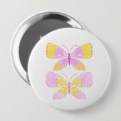 Rosa und gelbe Schmetterlinge Button (Vorne & Hinten)