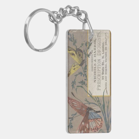 Rosa und gelbe Schmetterlinge Ephemera Schlüsselan Schlüsselanhänger (Vorderseite links)