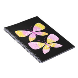 Rosa und gelbe Schmetterlinge Notizblock