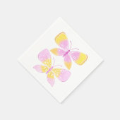 Rosa und gelbe Schmetterlinge Serviette (Ecke)