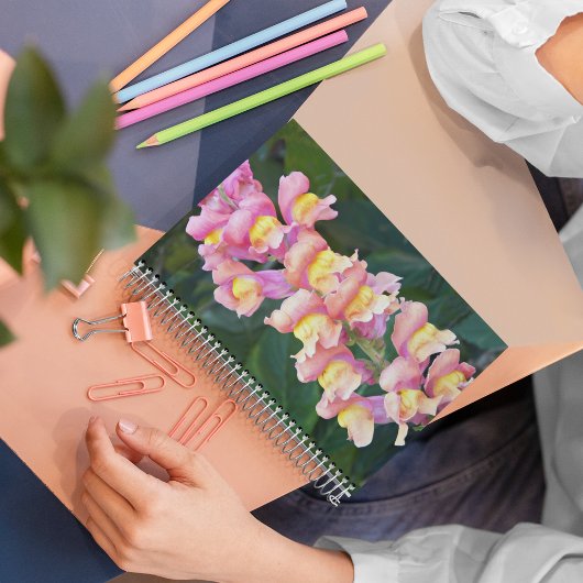 Rosa und gelbe Schnappdrache, floral Notizblock