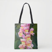 Rosa und gelbe Schnappdrache, floral Tasche (Vorderseite)