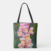 Rosa und gelbe Schnappdrache, floral Tasche (Rückseite)