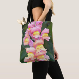 Rosa und gelbe Schnappdrache, floral Tasche